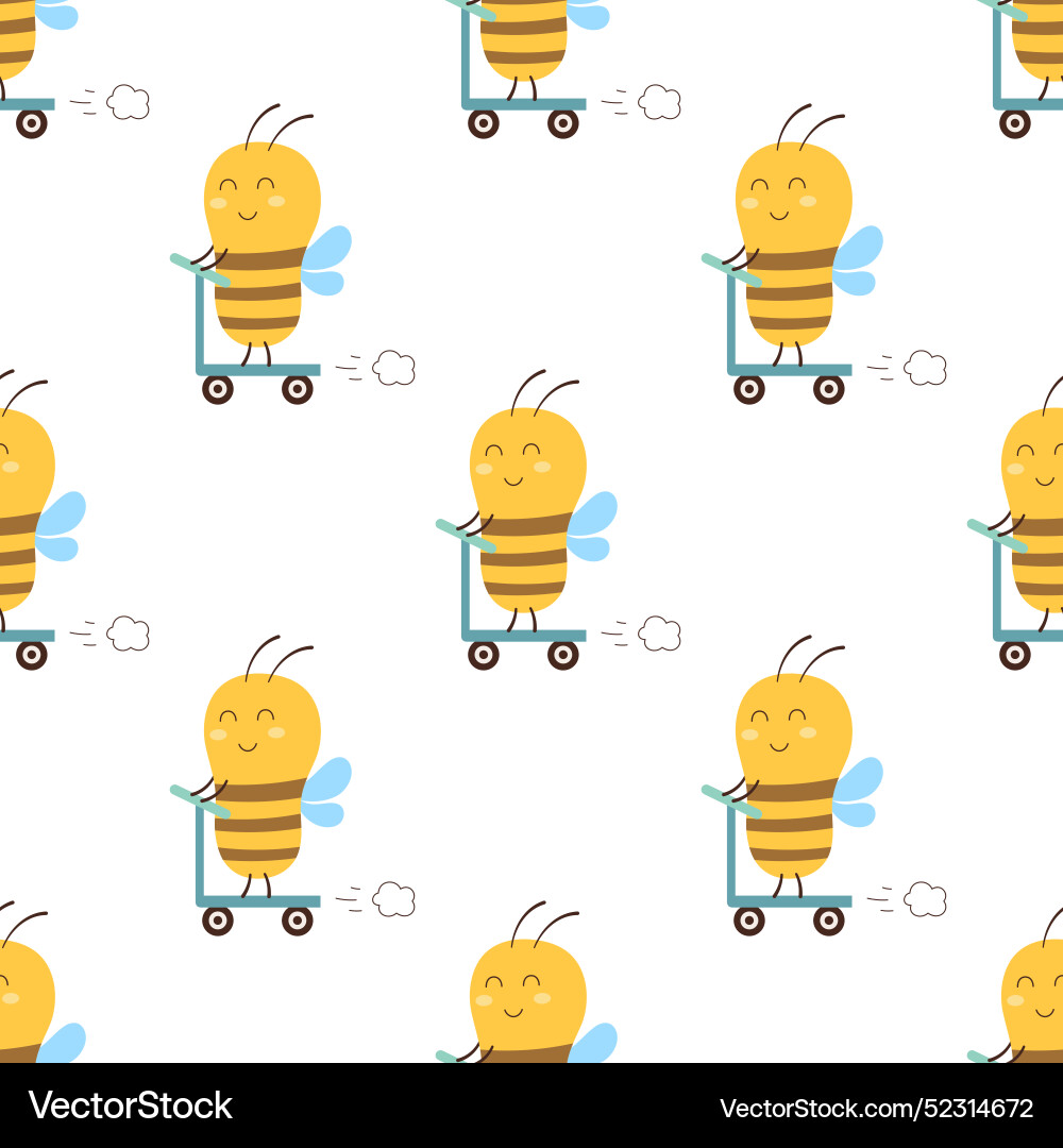 Seamless pattern with funny bee Royalty Free Vector Image