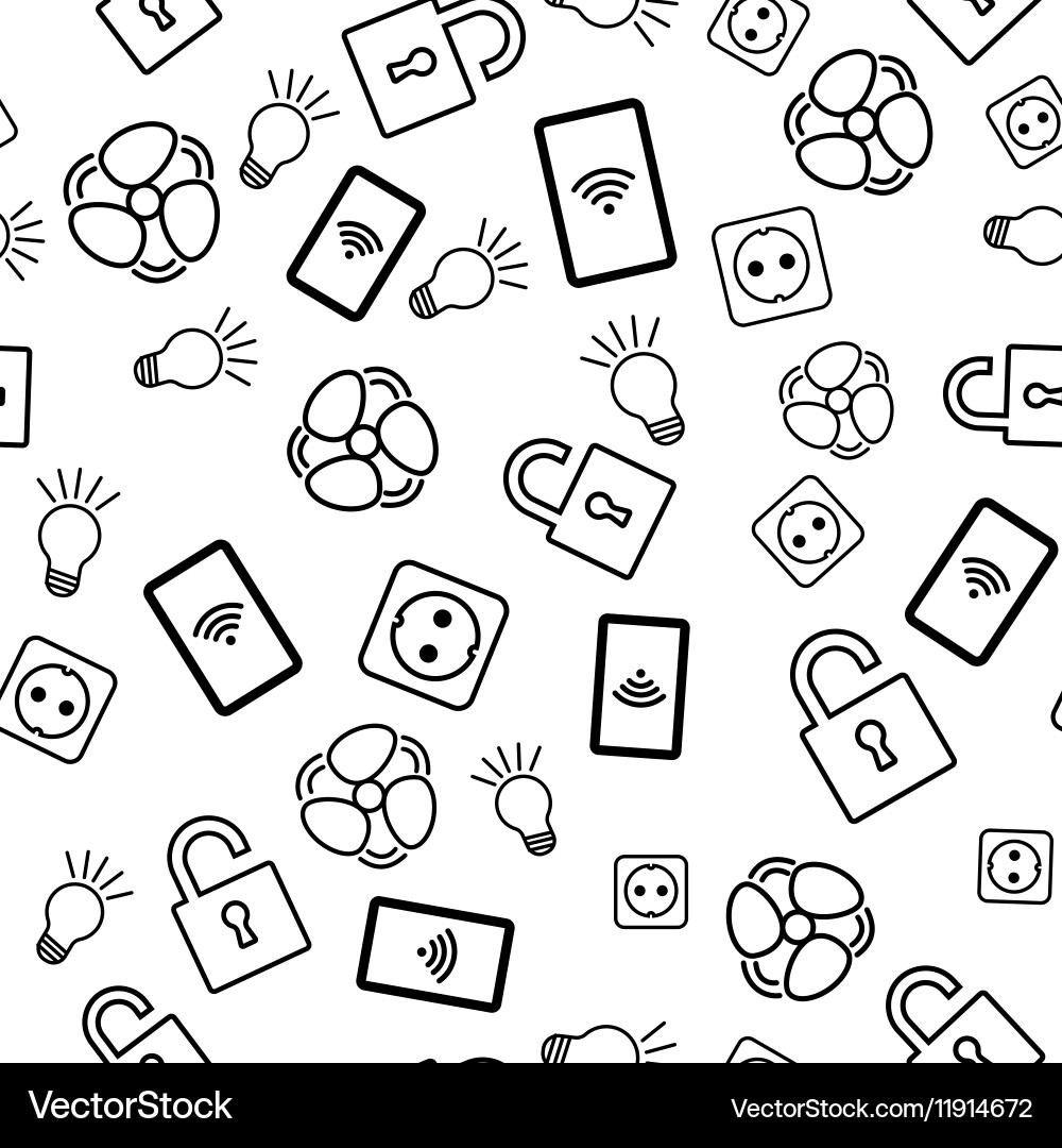 Seamless pattern with icons on white background vector image