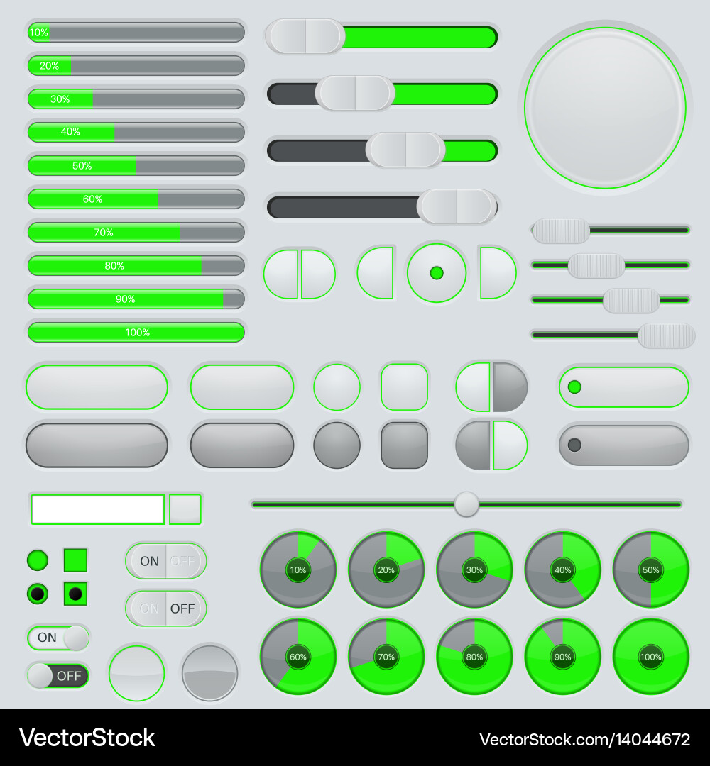 Set of user interface buttons and elements vector image