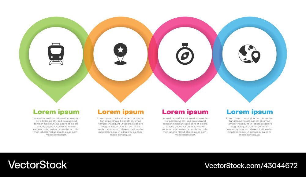 Set train map pointer with star compass Set train map pointer with star compass vector image