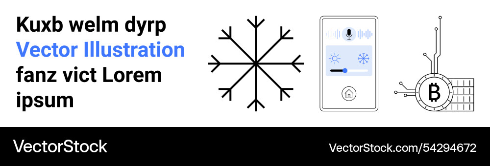 Snowflake smart thermostat and bitcoin circuit Snowflake smart thermostat and bitcoin circuit vector image