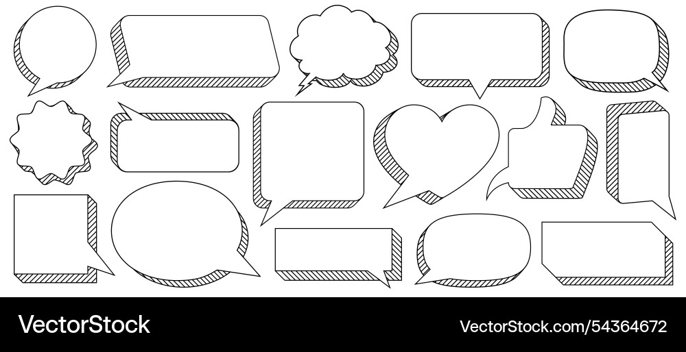 Speech bubble set 3d style cloud talk Speech bubble set 3d style cloud talk vector image