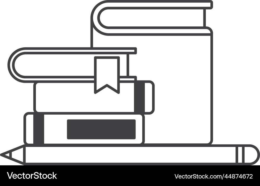 Stack of books on the shelf in minimal style Vector Image