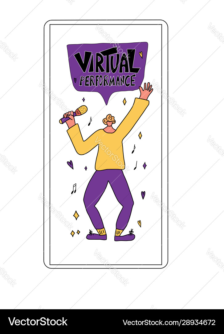 Virtual performance text phrase on speech bubble Virtual performance text phrase on speech bubble Vector Image
