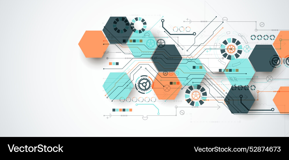 Abstract circuit board background with hexagons Abstract circuit board background with hexagons vector image