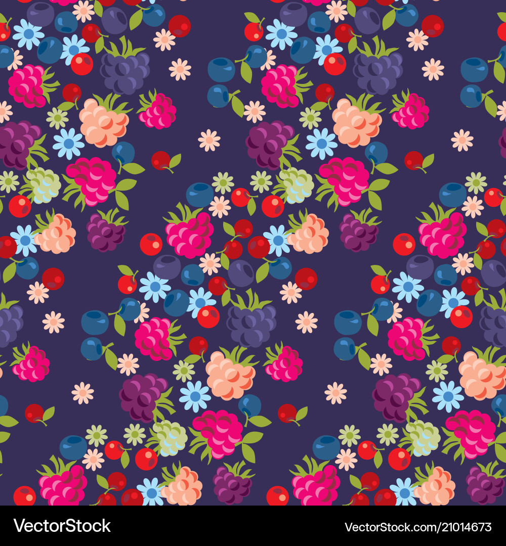 Assorted forest berries seamless pattern Assorted forest berries seamless pattern Vector Image