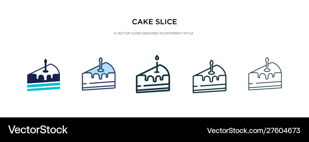 Cake slice icon in different style two colored vector image