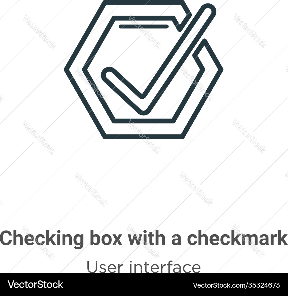 Checking box with a checkmark outline icon thin Vector Image