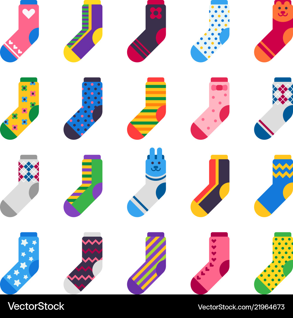 Colorful Sock Set - Kids & Adults vector image