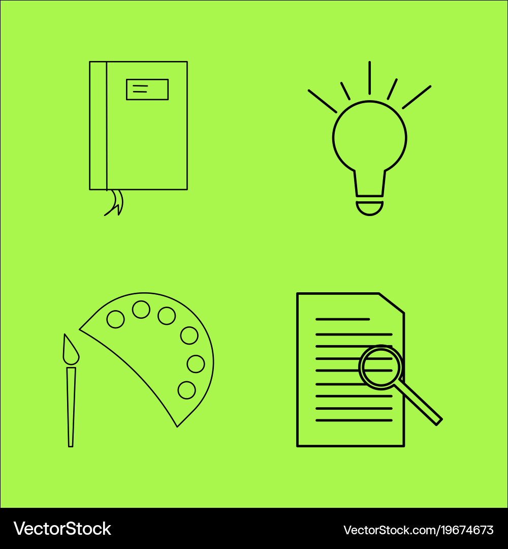 Design elements simple linear outline icon set vector image