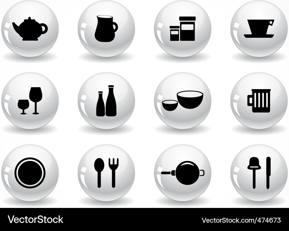 Kitchenware Collection Buttons Vector Image