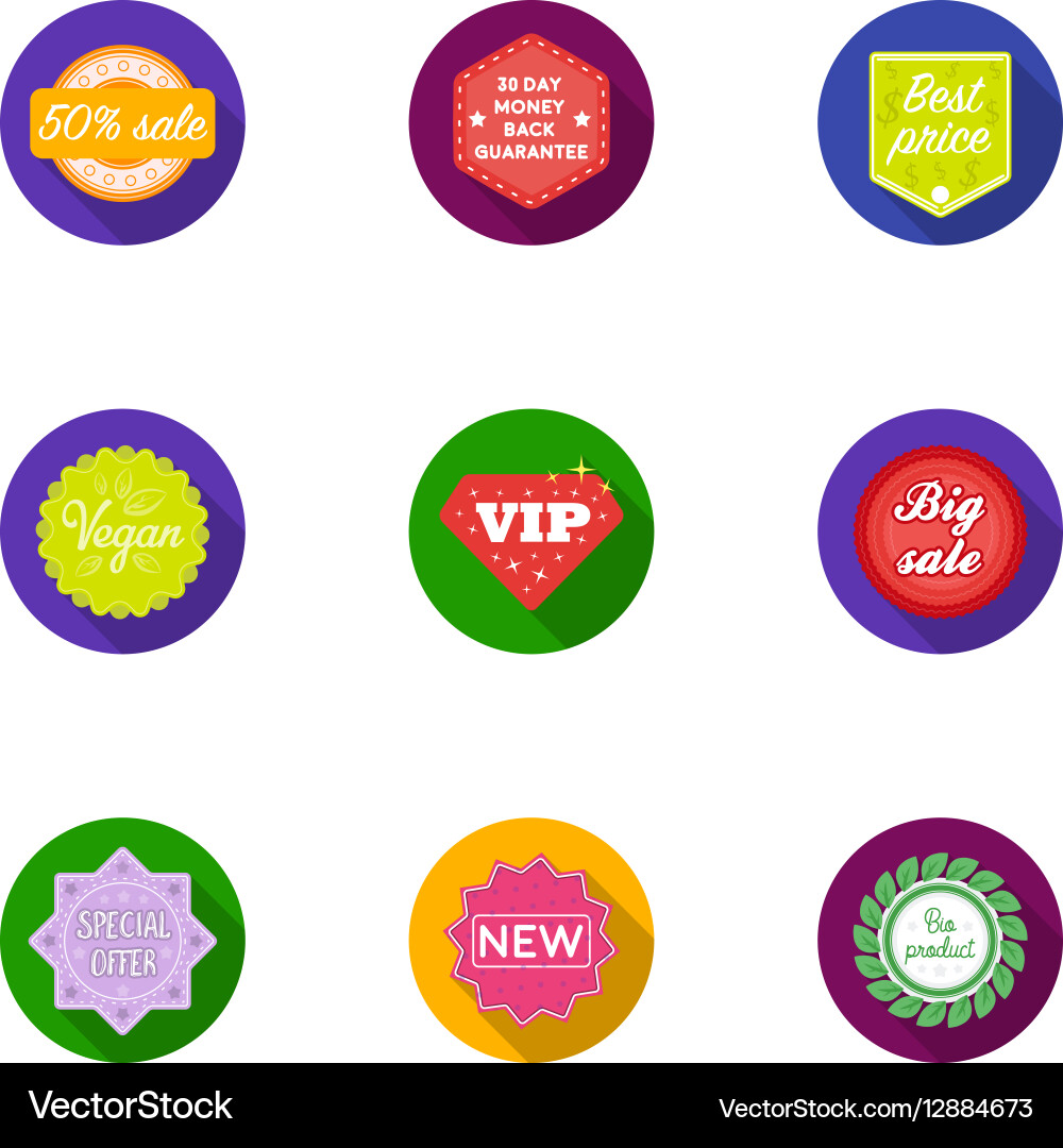 Label set icons in flat style big collection Vector Image