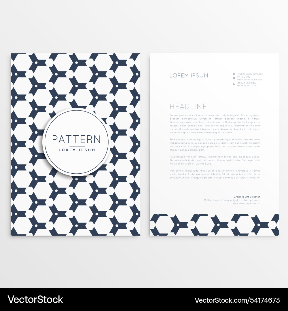 Letterhead design with pattern as backdrop Vector Image