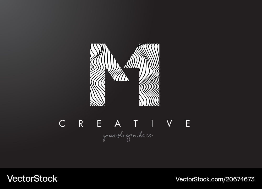 Mi m i Buchstaben-Logo mit Zebralinien Textur Vektorbild