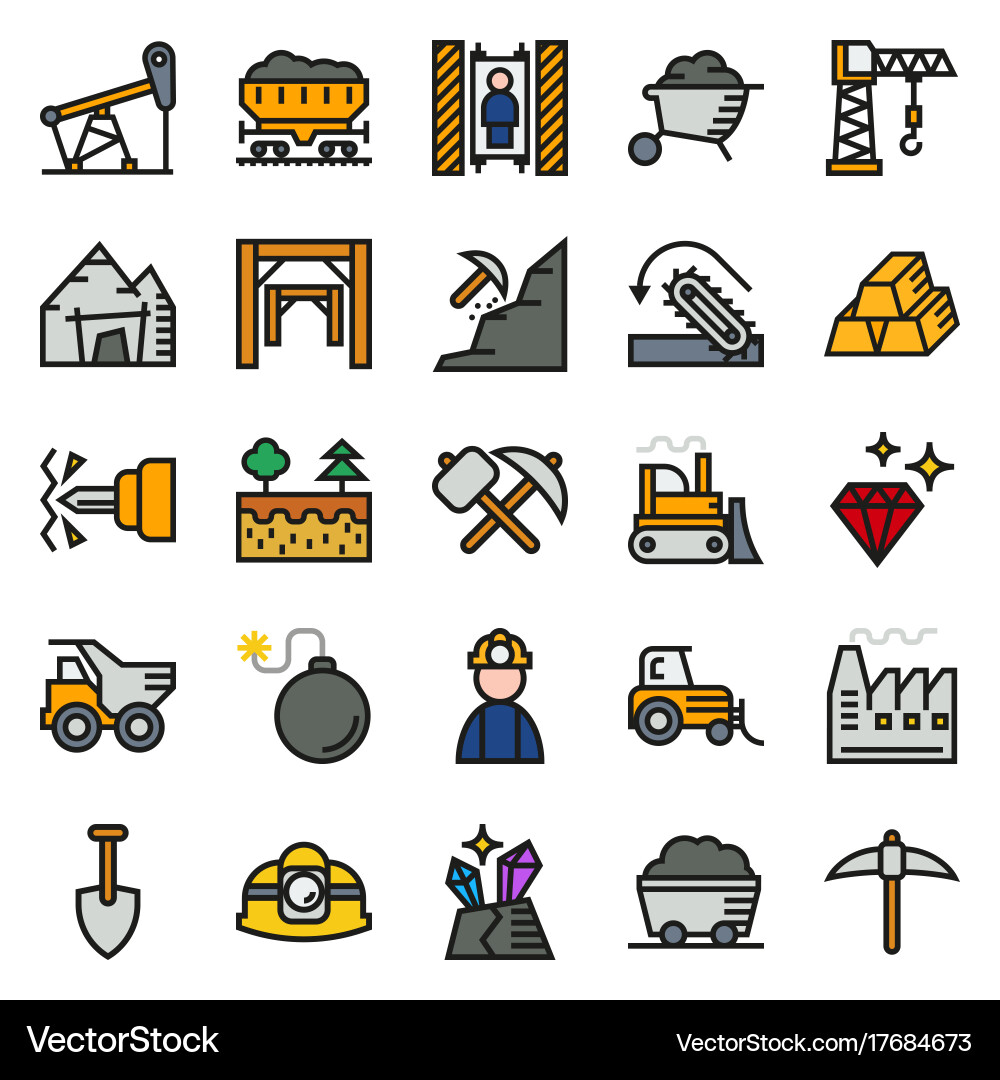 Mining icon collection for web app vector image