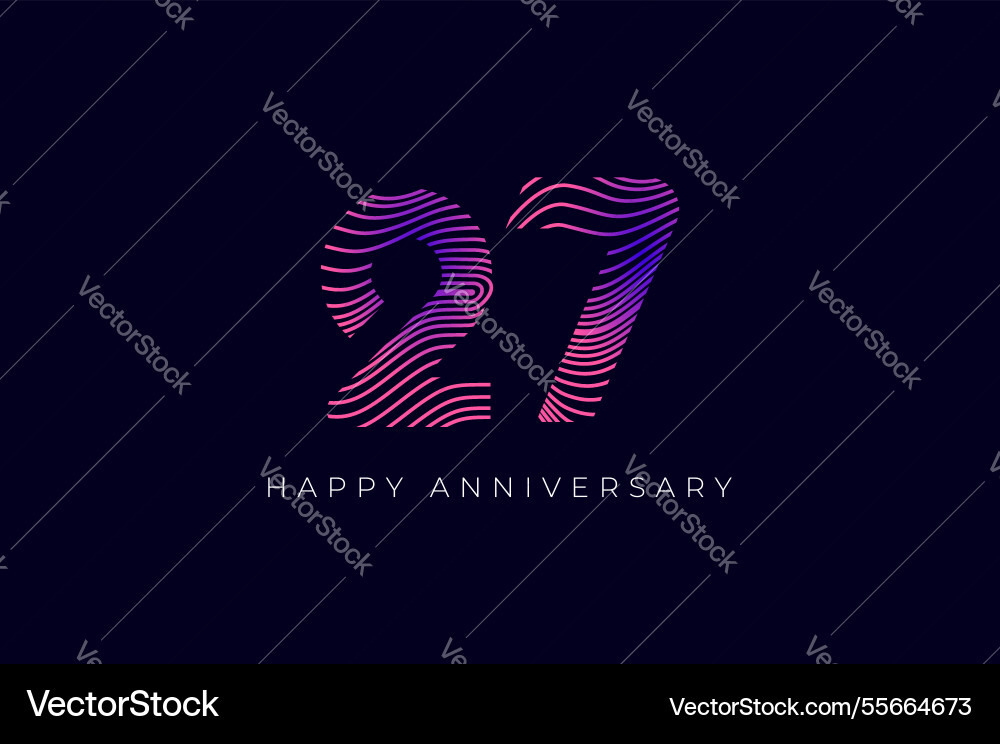 Numeric design with line curve 27th happy Numeric design with line curve 27th happy Vector Image