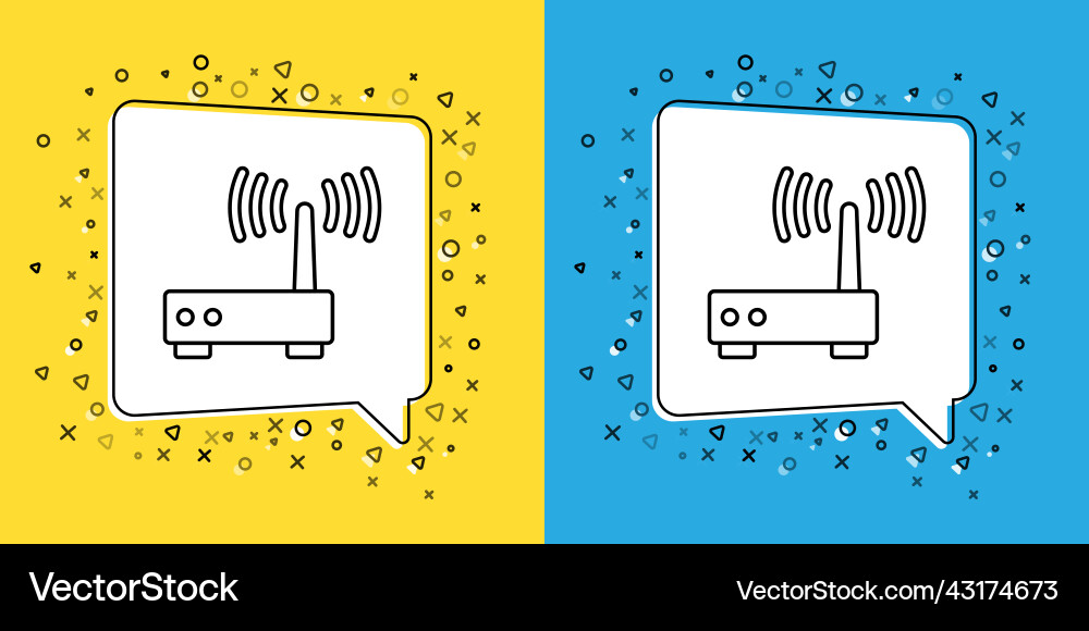 Set line router and wi-fi signal icon isolated Set line router and wi-fi signal icon isolated vector image