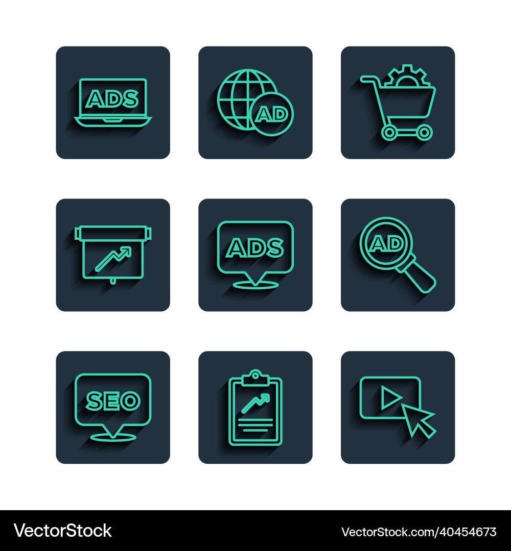 Set line seo optimization clipboard with graph Set line seo optimization clipboard with graph vector image
