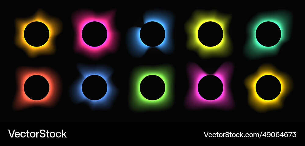 Set of circle illuminate light frames with color Set of circle illuminate light frames with color Vector Image