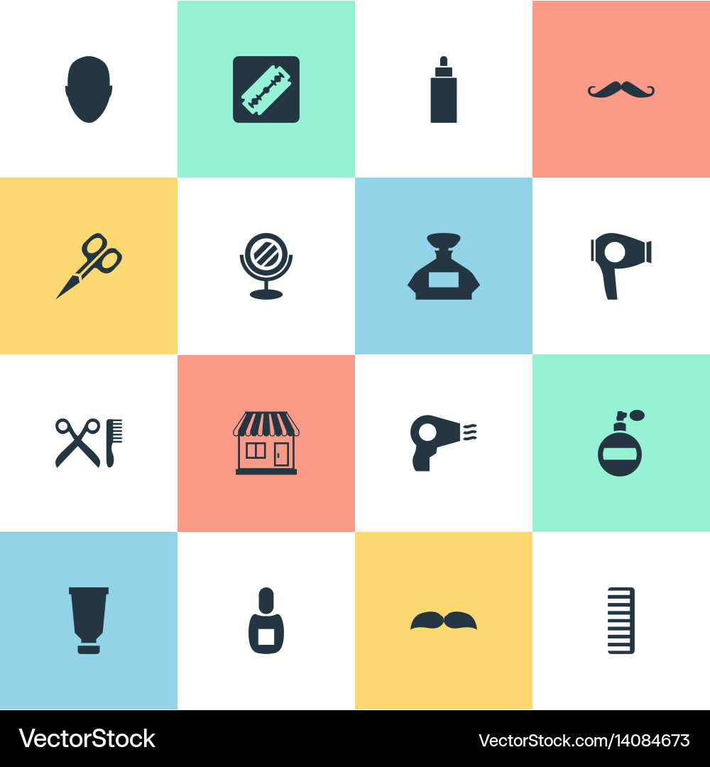 Set of simple barber icons Vector Image