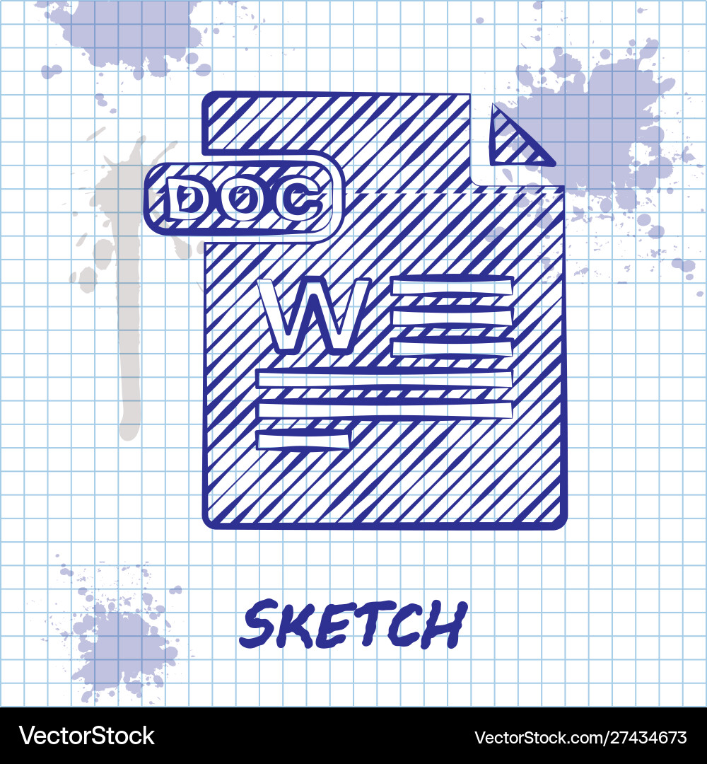 Sketch line doc file document download button vector image