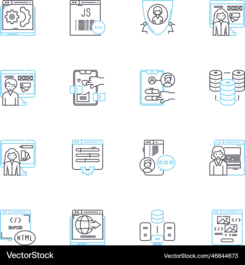 Technical assistance linear icons set support Technical assistance linear icons set support vector image