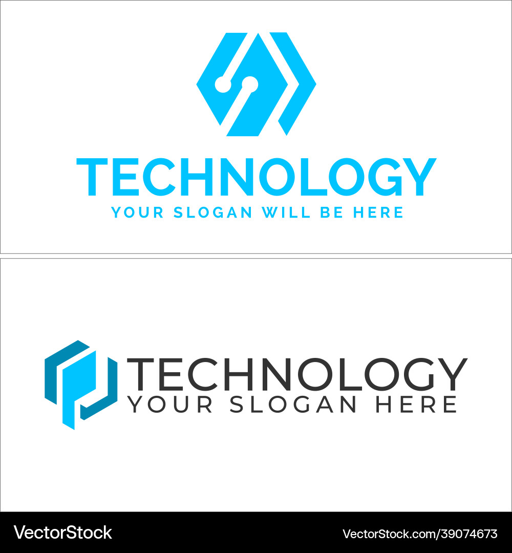 Technology with icon tech circuit networking logo Technology with icon tech circuit networking logo vector image