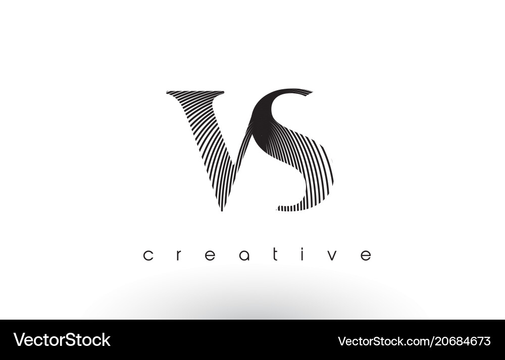 Vs logo design with multiple lines and black Vector Image