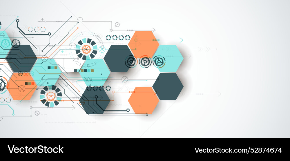 Abstract circuit board background with hexagons Abstract circuit board background with hexagons vector image