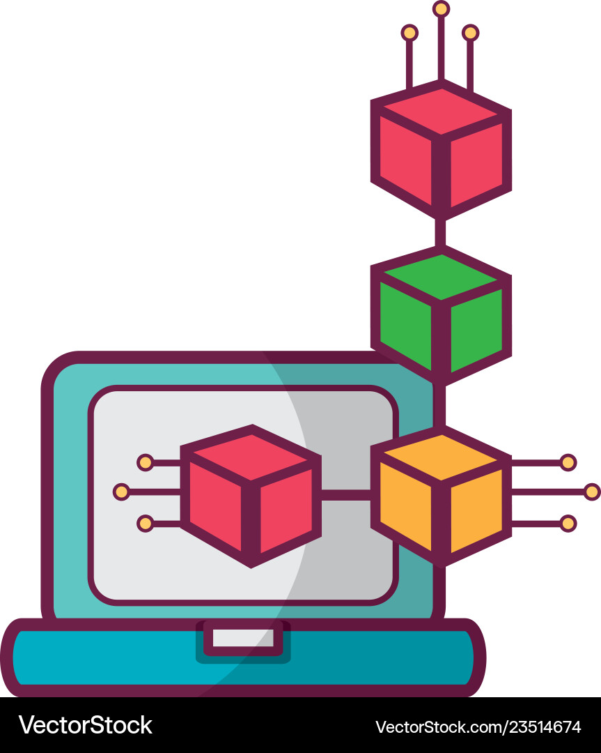Computer and nodes symbol vector image
