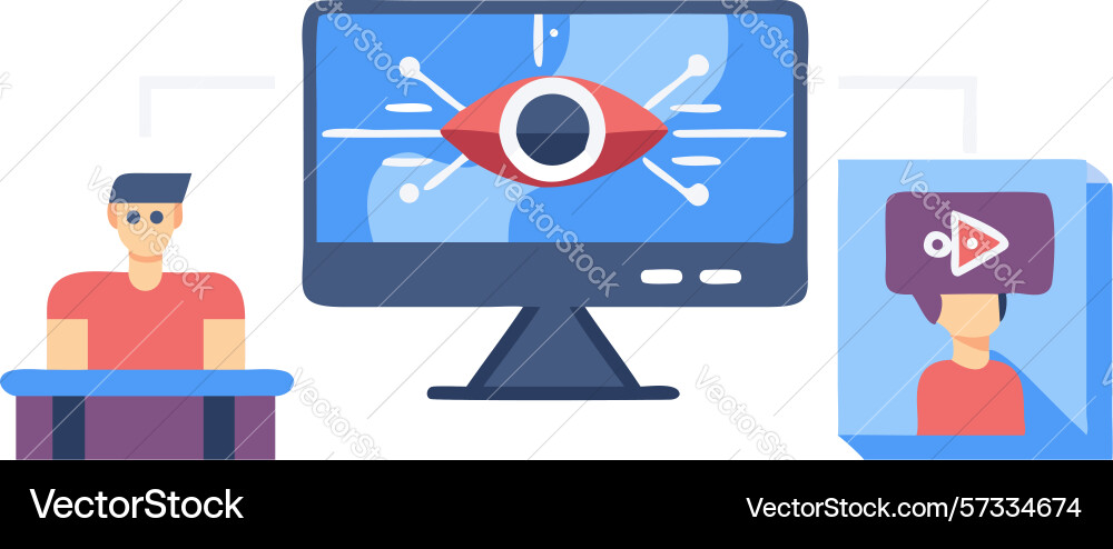 Data analysis and digital monitoring workplace vector image