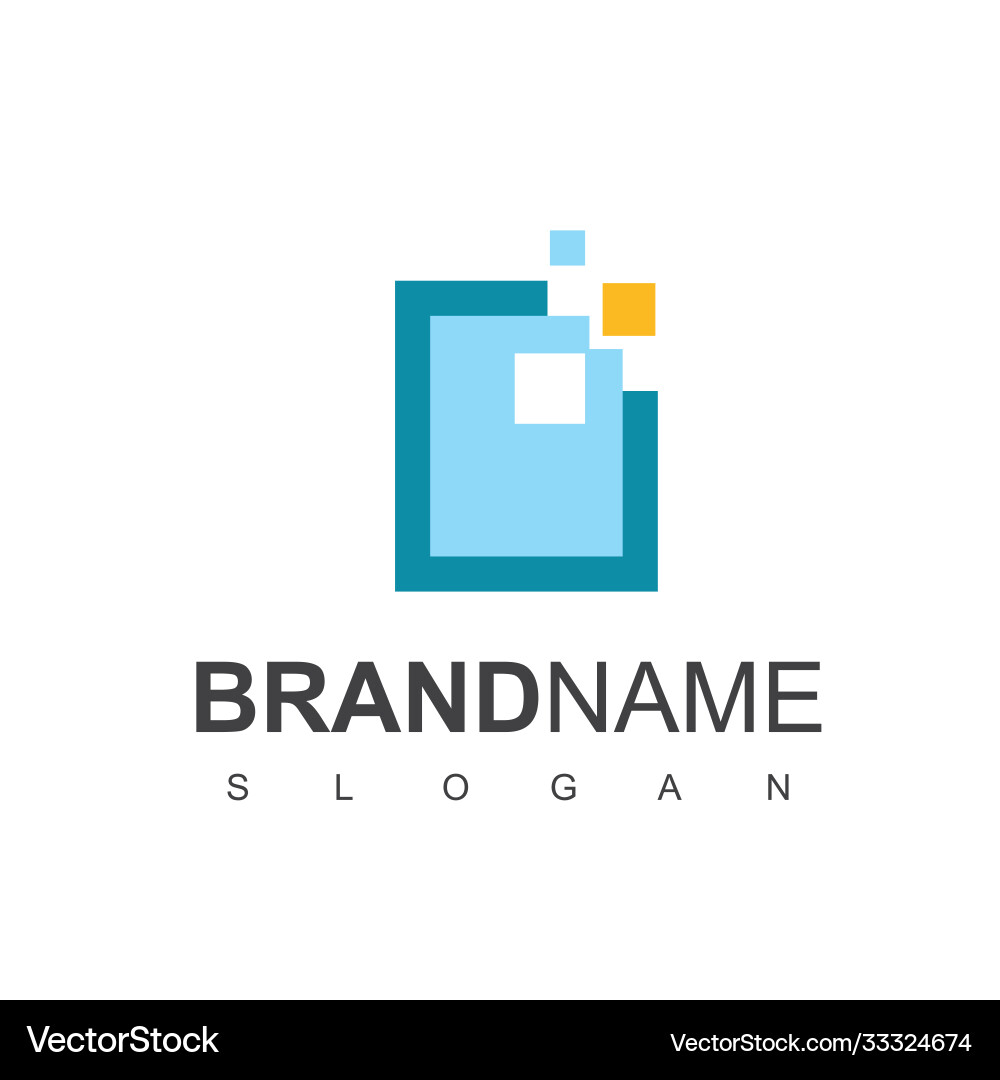 Digital file logo with pixel and document symbol Digital file logo with pixel and document symbol Vector Image
