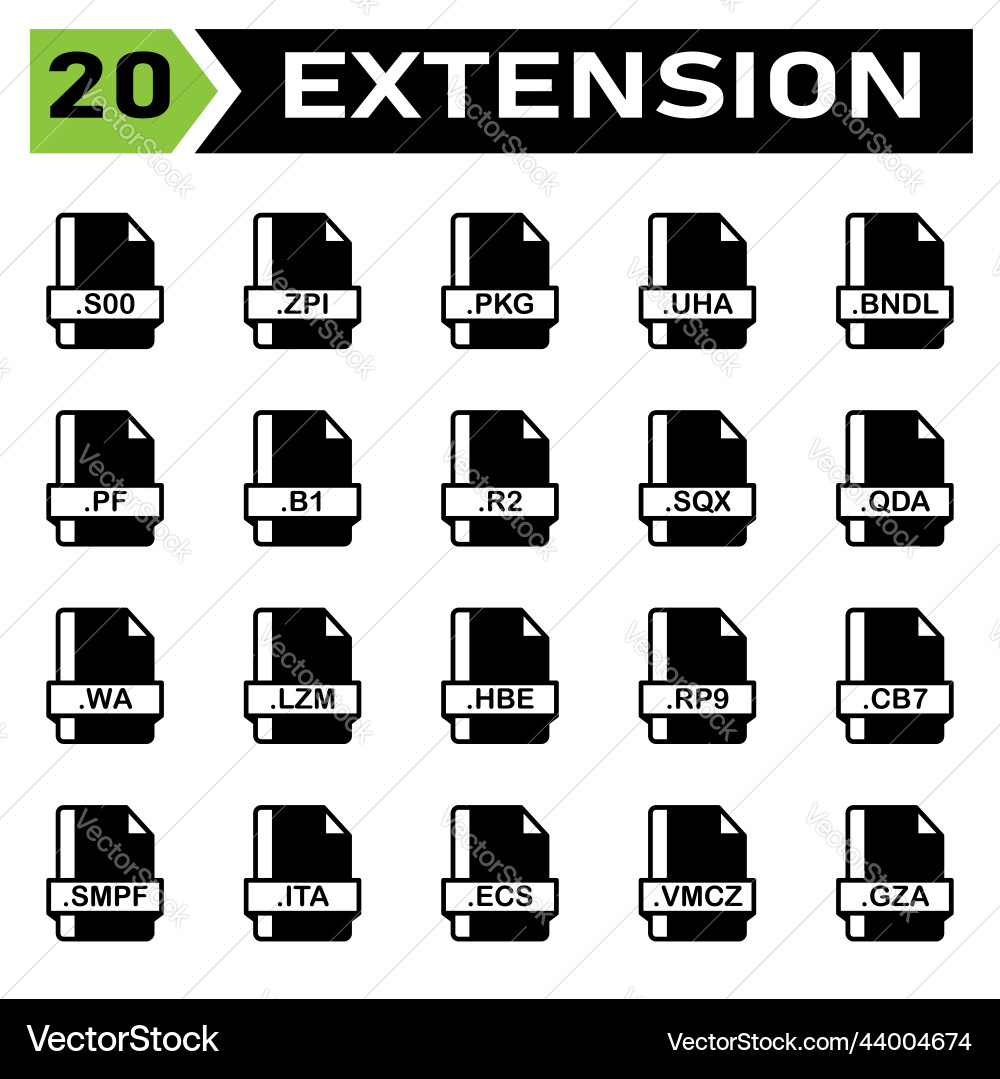 File extension icon set include document vector image