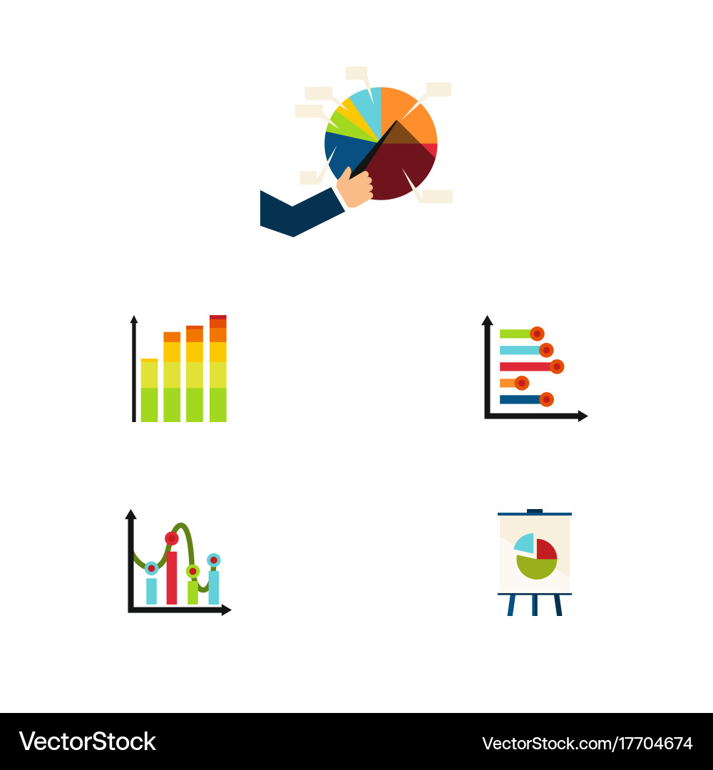 Flat icon chart set of infographic statistic vector image
