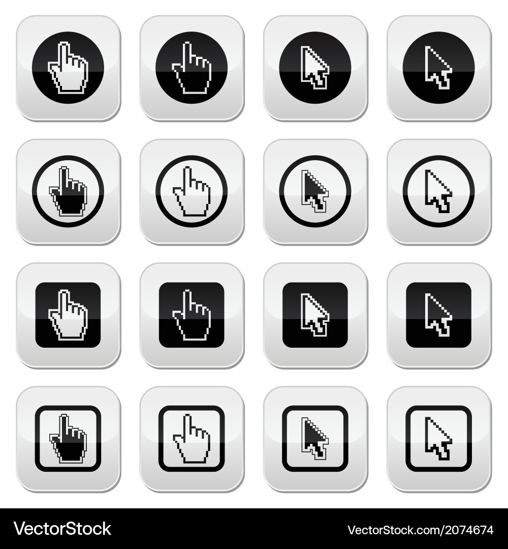 Hand and arrow cursor buttons set vector image