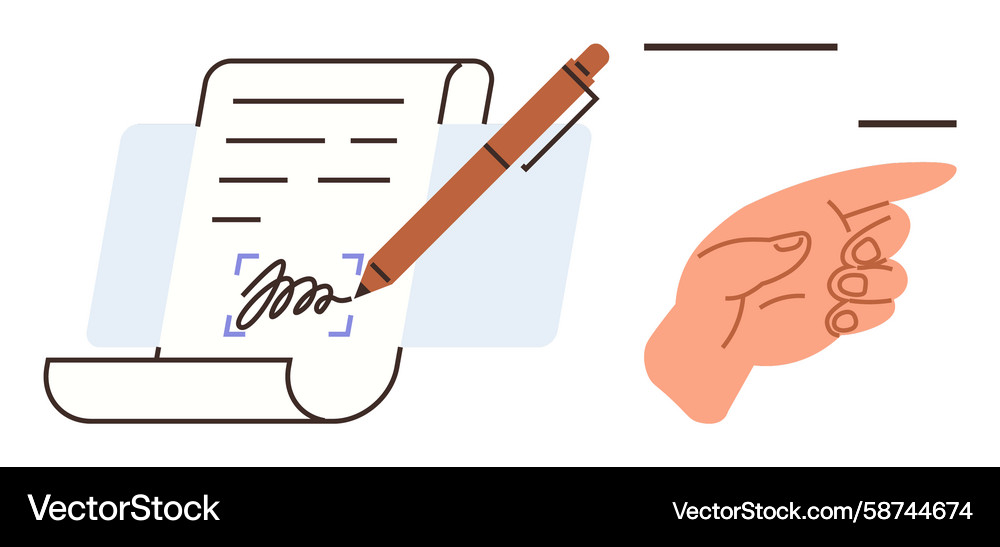 Hand Signing Document - Approval & Validation Vector Image