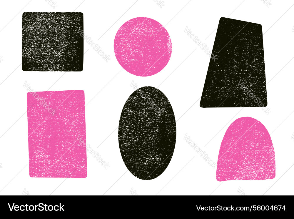Ink rolled geometric shapes with noise set text Vector Image