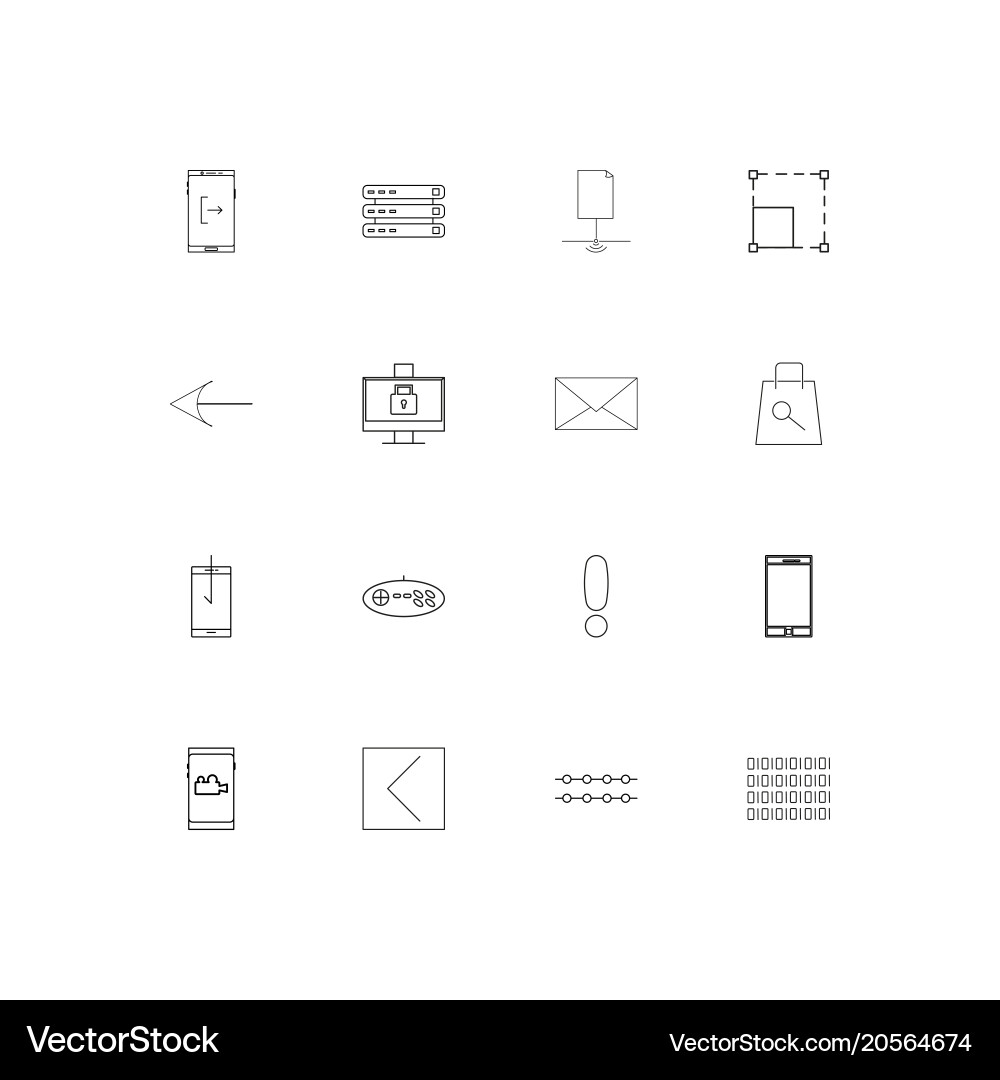 Internet technologies simple linear icons set vector image