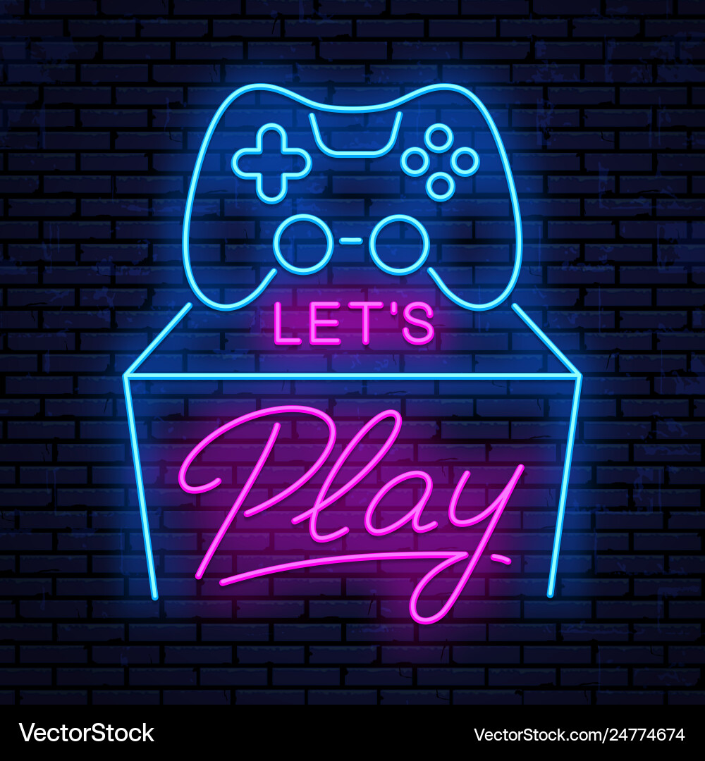 Lets play neon sign design Lets play neon sign design vector image