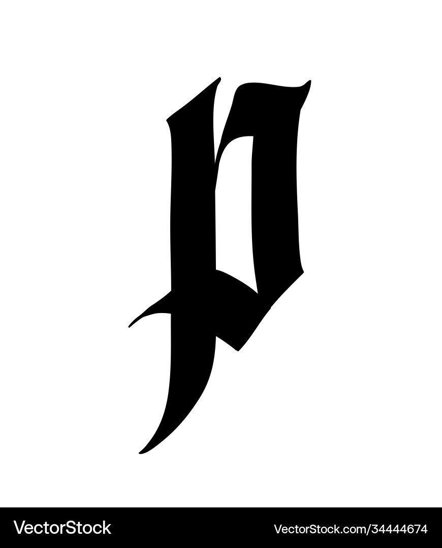 Letter p in gothic style alphabet symbol Letter p in gothic style alphabet symbol vector image