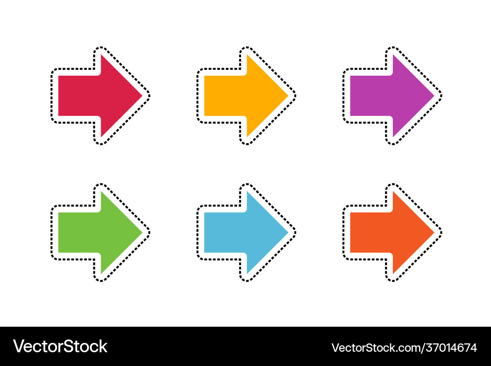 Multi colored arrows set colorful arrow sets vector image