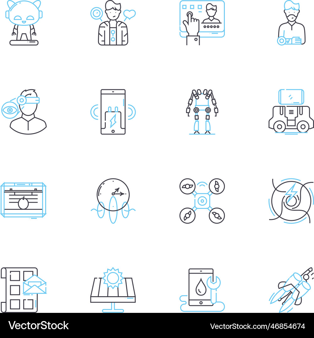 Next-generation strategies linear icons set vector image