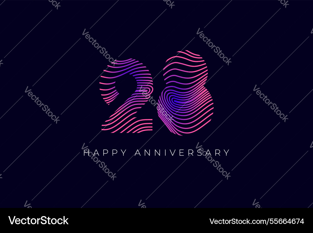 Numeric design with line curve 28th happy Numeric design with line curve 28th happy vector image