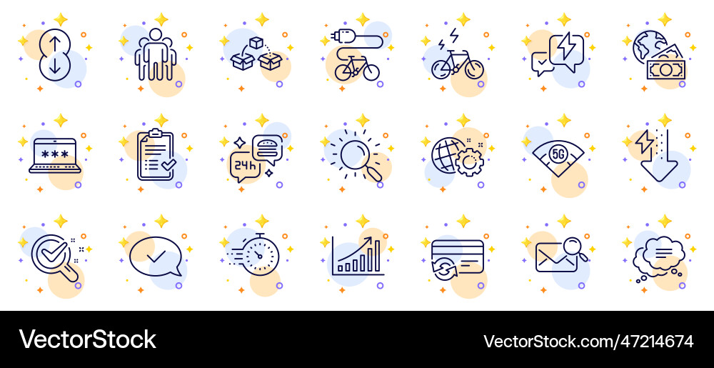 Outline set of timer graph chart and laptop Outline set of timer graph chart and laptop vector image
