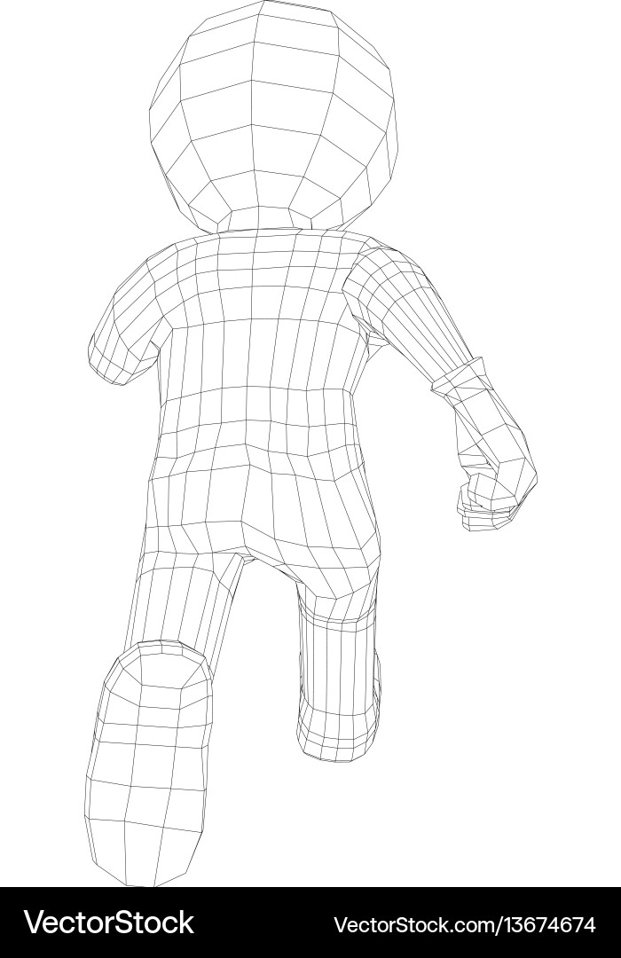 Puppet 3d man running Vector Image
