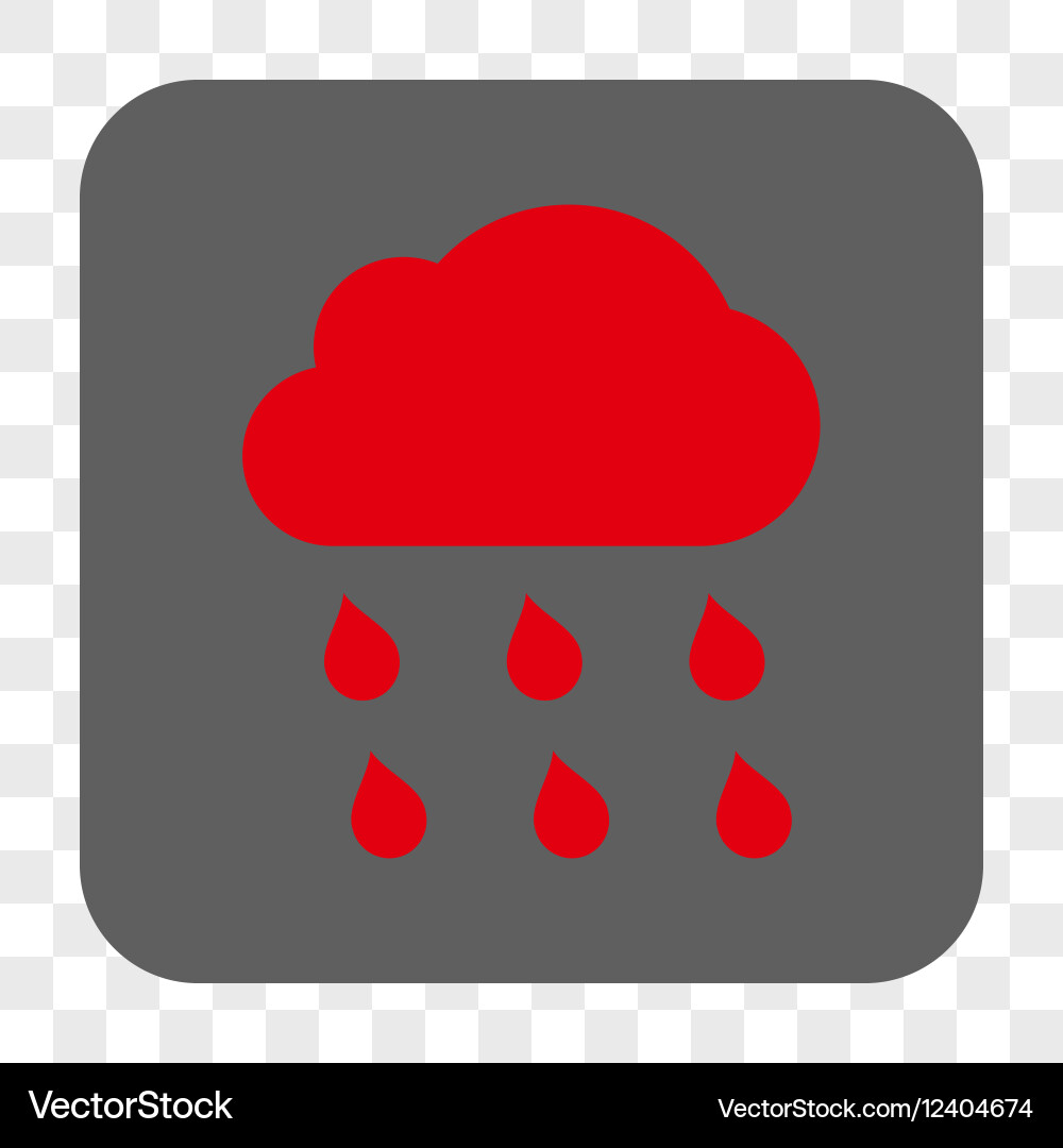 Rain cloud rounded square button vector image