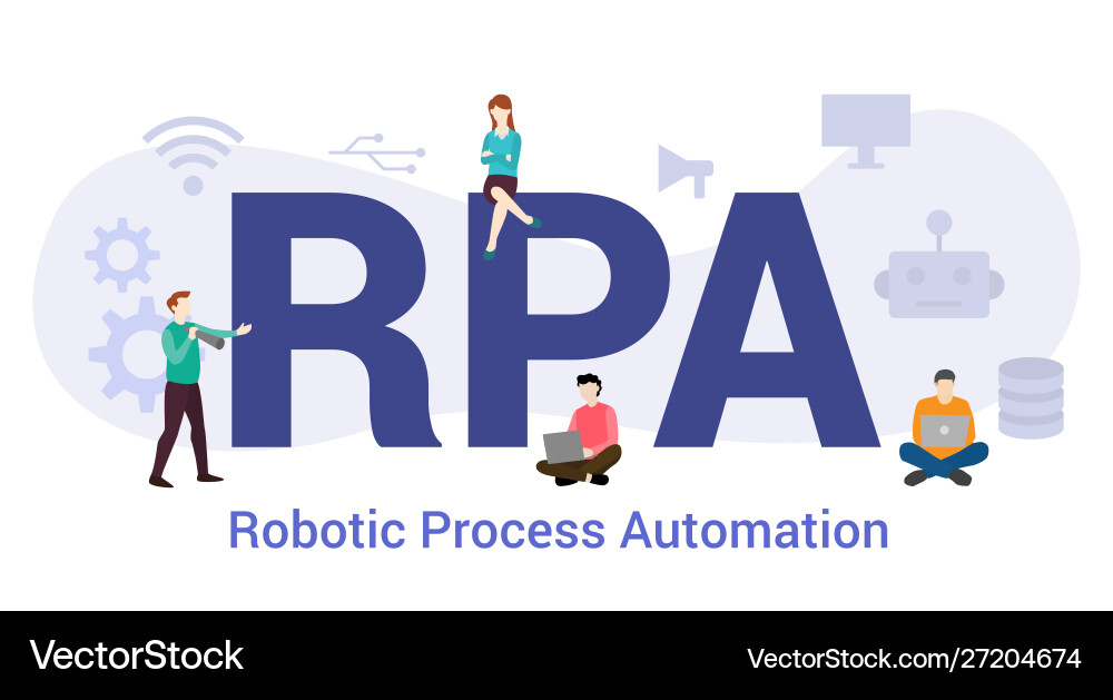 Rpa robotic process automation concept with big Rpa robotic process automation concept with big vector image