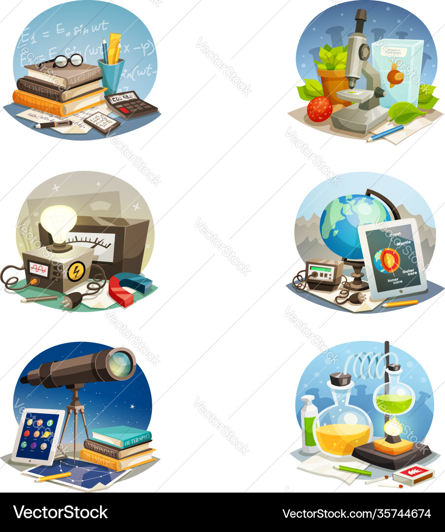 Science cartoon set vector image