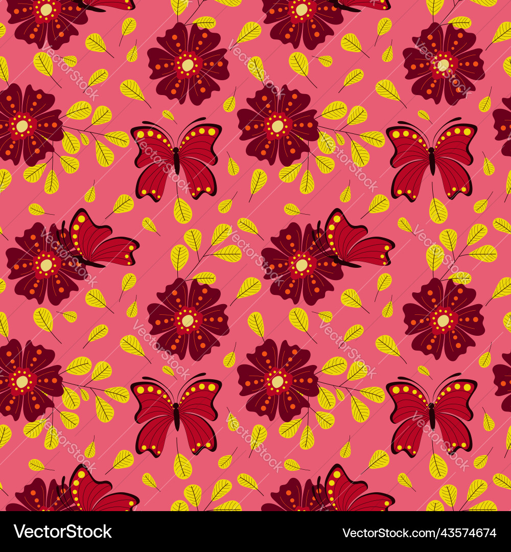 Set of seamless patterns with butterflies Vector Image