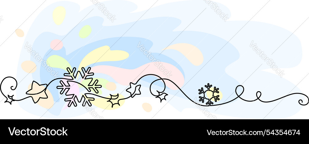 Snowflake Border - Continuous Line Art vector image